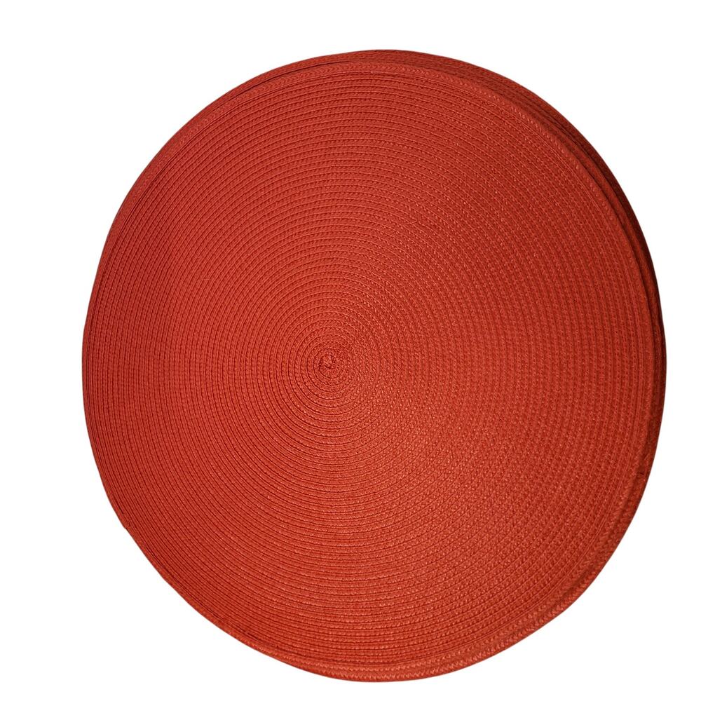 Red Woven Placemats Stain and Water Resistant Round 15" 6 Pack